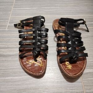 Sam Edelman Black Pleather Gladiators Size 6.5